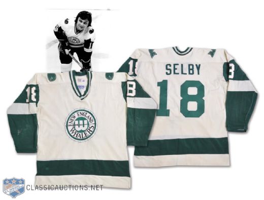 Brit Selbys 1972-73 WHA New England Whalers Inaugural Season Game-Worn Jersey - Team Repairs! - Photo-Matched!