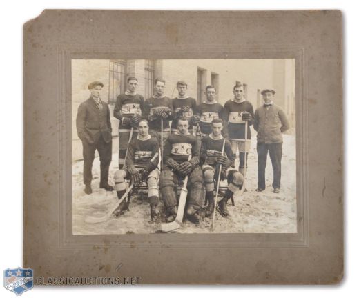 Kitchener Greenshirts 1917-18 Allan Cup Champions Team Photo Featuring George Hainsworth <br>(11 3/4" x 13 3/4")