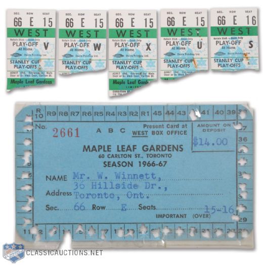 Toronto Maple Leafs 1967 Stanley Cup Playoffs / Finals Ticket Stubs (5) Including Cup-Winning Game