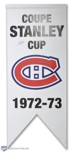 Guy Lafleur Signed 1972-73 Montreal Canadiens Stanley Cup Banner (49" x 20 1/2")