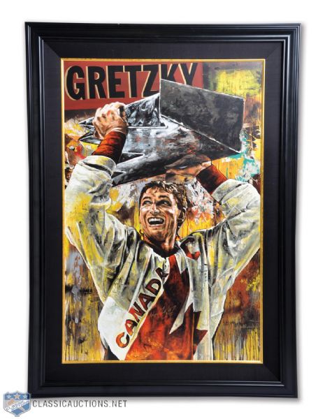 Stephen Hollands "Wayne Gretzky Team Canada" Artist Proof 9/9 Framed Enhanced Giclee on Canvas (51" x 36 3/4")