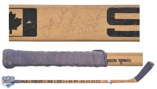 Mark Messiers Rookie-Era Edmonton Oilers Signed Game-Used Sher-Wood Stick