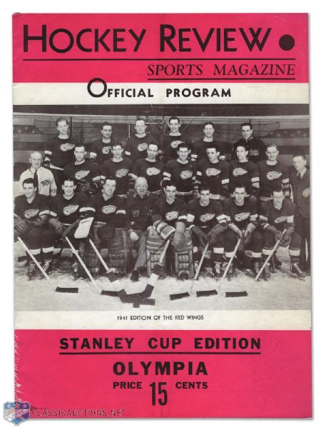 1941 Stanley Cup Finals Program - Detroit Red Wings vs Boston Bruins