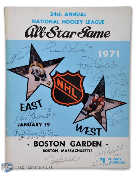 1971 NHL All-Star Game Multi-Signed Program by 10 Including Orr and Howe