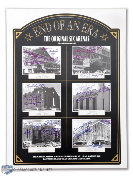 "The Original Six Arenas" Signed Poster by 24 HOFers Including Maurice Richard (18" x 24")