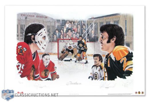 "Brothers" Phil and Tony Esposito Signed Print by Daniel Parry - Original Artist Retouch 1/1 (16" x 22")