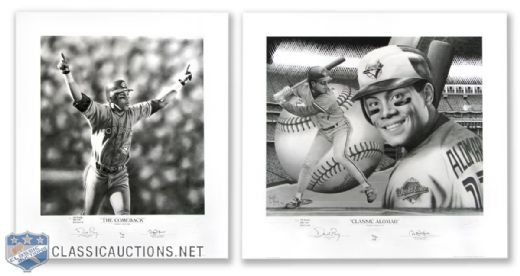 "The Comeback" (17" x 20") and "Classic Alomar" (19" x 21") Roberto Alomar Signed Prints by Daniel Parry - Original Artist Retouch 1/1