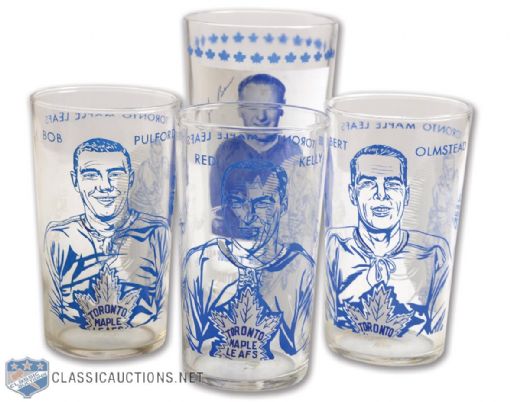 1960-61 and 1967-68 Toronto Maple Leafs York Peanut Butter Glass Collection of 4