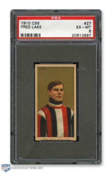 1910-11 Imperial Tobacco C56 #27 Fred Lake RC - Graded PSA 6
