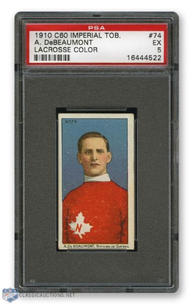 1910-11 Imperial Tobacco C60 #74 A. DeBeaumont RC - Graded PSA 5 - Highest Graded!