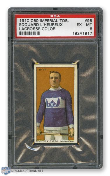 1910-11 Imperial Tobacco C60 #95 Edouard LHeureux RC - Graded PSA 6 - Highest Graded!