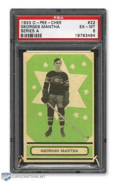 1933-34 O-Pee-Chee V304 #22 Georges Mantha RC - Graded PSA 6