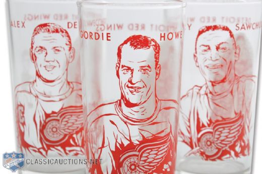 1961-62 Detroit Red Wings York Peanut Butter Glass Collection of 3