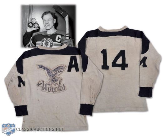 Moncton Hawks MSHL Late-1940s Game-Worn Jersey from the Mosienko Family with LOA