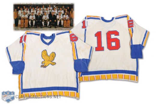 Murray Kuntzs 1970-71 / Reg Flemings 1971-72 WHL Salt Lake Golden Eagles Game-Worn Jersey <br>-Team Repairs!