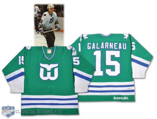 Michel Galarneaus 1981-82 Hartford Whalers Game-Worn Jersey with Rare 10th Year Patch