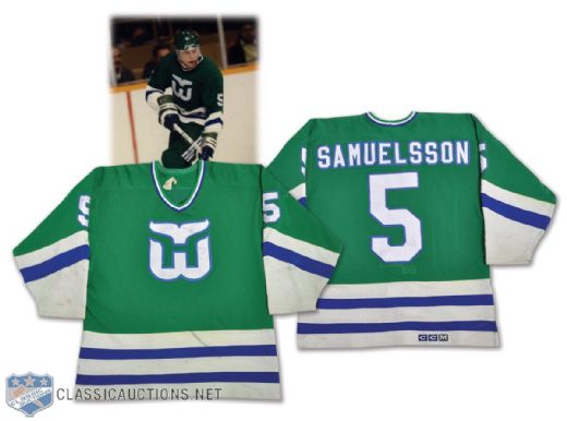 Ulf Samuelssons 1986-87 Hartford Whalers Game-Worn Jersey with LOA - Nice Game Wear!