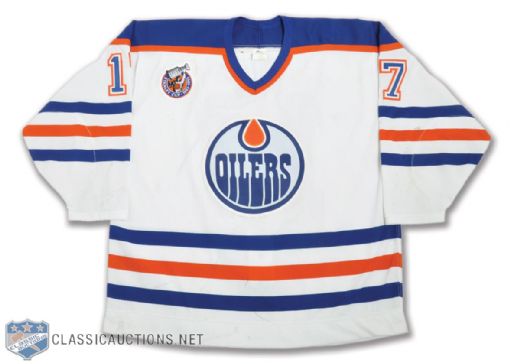 Scott Thorntons 1992-93 Edmonton Oilers Game-Worn Jersey with Centennial Patch and Team LOA