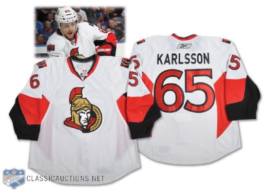 Erik Karlssons 2009-10 Ottawa Senators Game-Worn Rookie Season Jersey with Team LOA