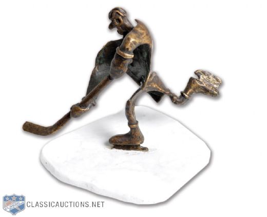 Oleg Dergachovs Hand Made Bronze Hockey Player Sculpture