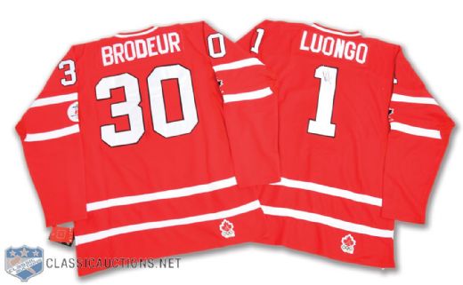 Roberto Luongo and Martin Brodeur Signed 2010 Olympics Team Canada Jerseys