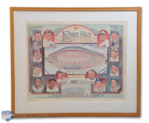 Ebbets Field and the Dodgers HOFers Who Played There Dick Perez Limited-Edition Framed Lithograph