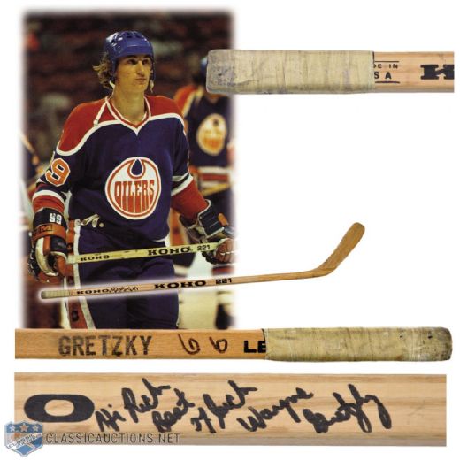 Wayne Gretzkys 1978-79 WHA Edmonton Oilers Signed Koho Game-Used Stick with LOAs