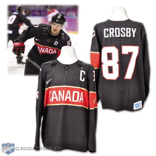 Sidney Crosbys 2014 Olympics Team Canada Game-Worn Captains Jersey with Hockey Canada LOA - Photo-Matched!