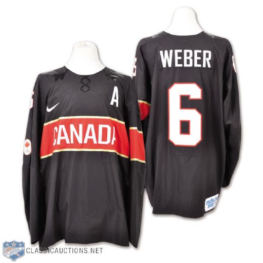Shea Webers 2014 Olympics Team Canada Game-Worn Alternate Captains Jersey with Hockey Canada LOA