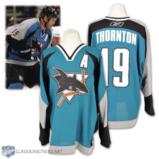 Joe Thorntons 2006-07 San Jose Sharks Game-Worn Alternate Captains Jersey - Photo-Matched!