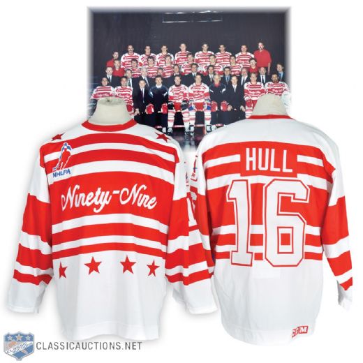 Brett Hulls 1994 "Ninety-Nine Tour" Game-Worn Jersey and Wayne Gretzky Signed Photo to Hull 