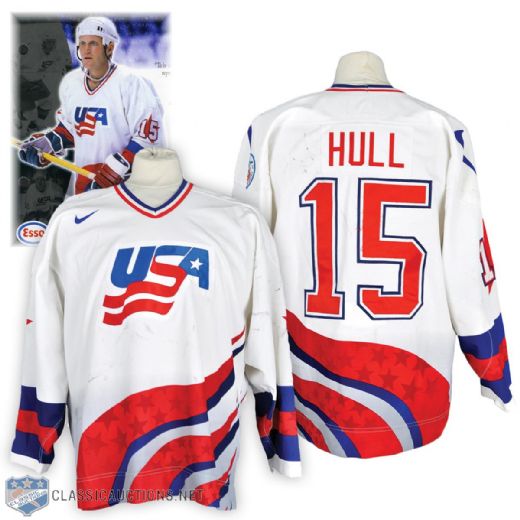 Brett Hulls 1996 World Cup of Hockey Game-Worn Jersey - Photo-Matched!
