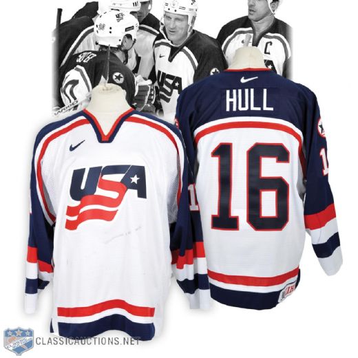 Brett Hulls 2002 Winter Olympics Team USA Game-Worn Jersey - Photo-Matched!