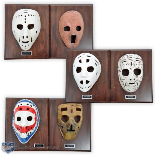 Brett Hulls "Original Six" Don Scott Replica Goalie Mask Collection of 6