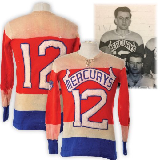 Edmonton Mercurys 1951-52 Game-Worn Wool Jersey - Team Repairs! - Photo-Matched!