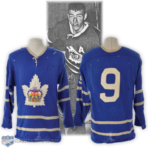 Toronto Marlboros C. 1963 Game-Worn Wool Jersey Attributed to Wayne Carleton - Team Repairs!