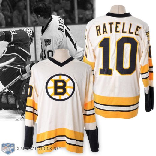 Jean Ratelles 1976-77 Boston Bruins Game-Worn Jersey - Team Repairs!