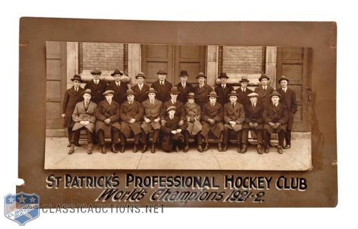 Ken Randalls 1921-22 Toronto St. Pats Worlds Champions   Panoramic Team Photo with Original Matte (24” x 14 1/4")