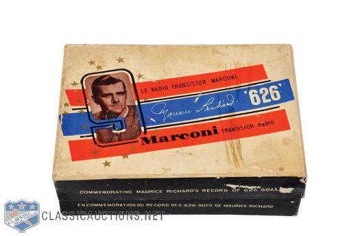 1960s Maurice "Rocket" Richard Marconi Puck-Shaped Transistor Radio with Original Box 