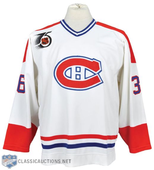 Todd Ewens 1991-92 Montreal Canadiens Game-Worn Jersey with 75th Patch and Team LOA 