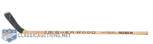 Guy Lafleurs Early-1980s Montreal Canadiens Signed Sher-Wood Game-Used Stick with LOA 