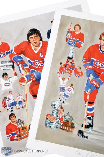 Serge Savard and Larry Robinson Signed Limited-Edition Retirement Night Lithographs 