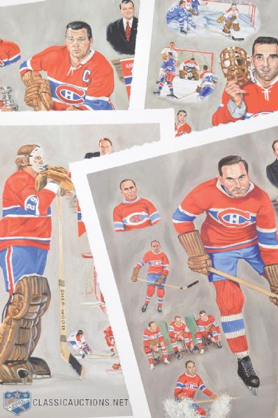 Morenz, Dryden, Plante and Harvey Limited-Edition Retirement Night Lithographs (22 1/2" x 26 1/2") 