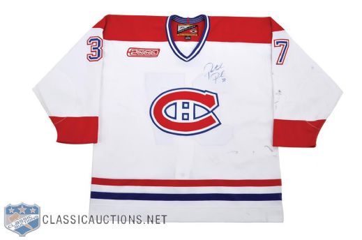 Patrick Poulins 1999-2000 Montreal Canadiens Signed "Last Game of the 20th Century" Game-Worn Jersey 