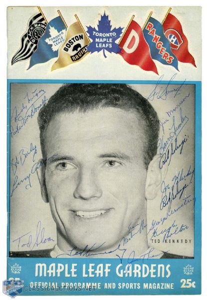 Toronto Maple Leafs 1954-55 Team-Signed MLG Program by 16 with 2 Deceased HOFers 