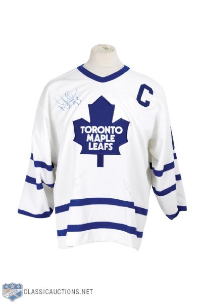 Doug Gilmour Mid-1990s Toronto Maple Leafs Signed Game-Worn Captains Jersey - Team Repairs! 