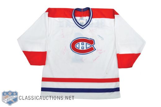 Montreal Canadiens Multi-Signed Jersey by 7 with Maurice Richard, Beliveau and Moore 