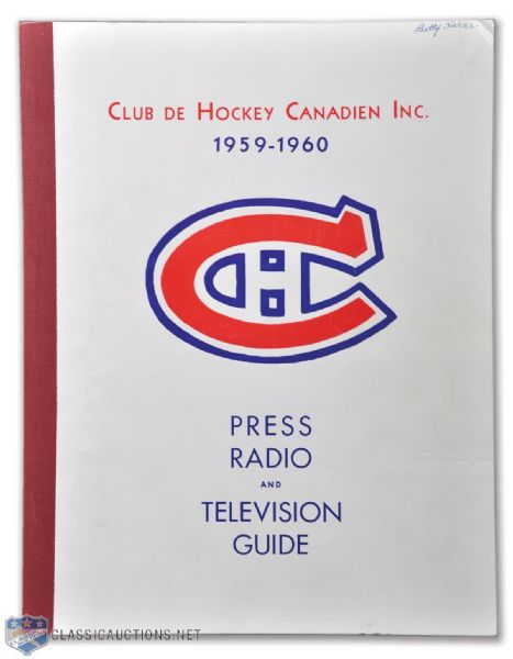 Montreal Canadiens 1959-60 Press, Radio and Television Guide