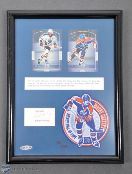 Wayne Gretzky Signed Limited-Edition UDA Display with COA and Early-1980s Signed Photo 