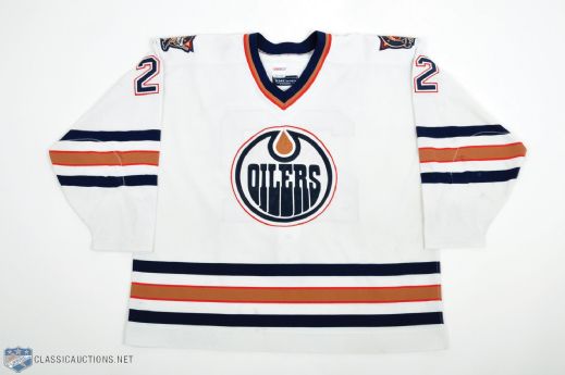 Roman Hamrliks 1997-98 Edmonton Oilers Game-Worn Jersey with Team LOA - Team Repairs!